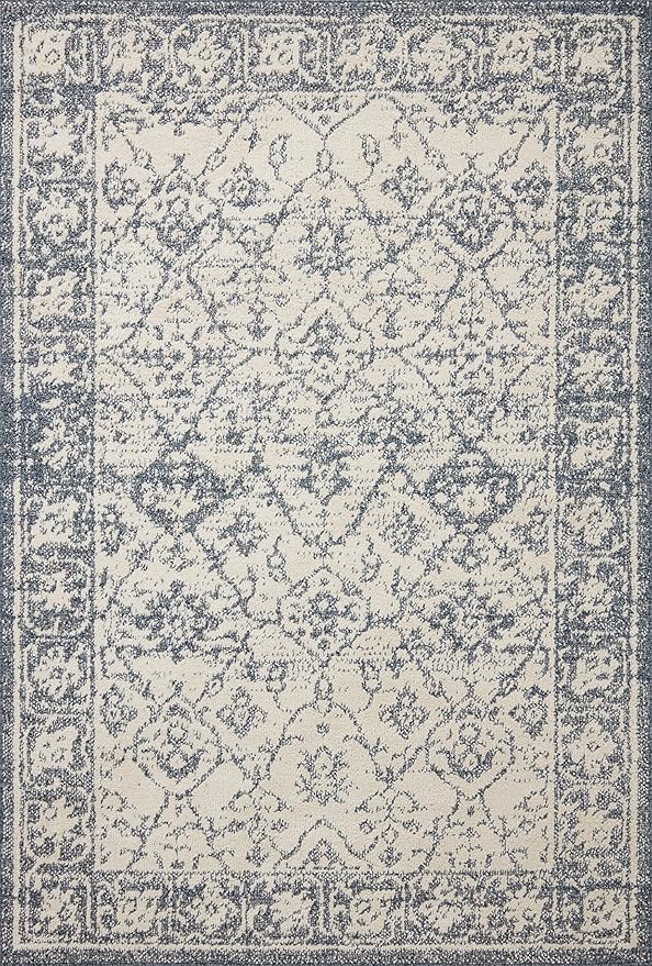 Loloi Magnolia Home by Joanna Gaines Gigi Collection GIG-02 Ivory/Blue 5'-3" x 7'-6" Area Rug