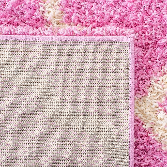 SAFAVIEH Dallas Shag Collection Accent Rug - 4' x 6', Pink & Ivory, Trellis Design, Non-Shedding & Easy Care, 1.5-inch Thick Ideal for High Traffic Areas in Entryway, Living Room, Bedroom (SGD257I)