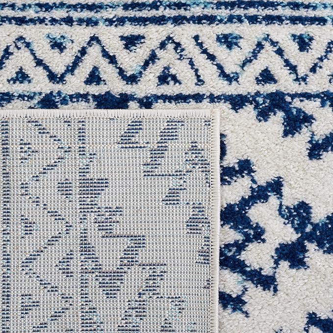 SAFAVIEH Area Rug 10x13 - Tulum Collection - Large - Ivory & Navy, Moroccan Boho Tribal Design, Non-Shedding & Easy to Clean, Ideal for Living Room, Bedroom, Dining Space (TUL272D)