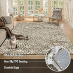 RUGSURE Washable Area Rugs, 6' x 9' - 1/6 Thick - Stain & Water Resistant Non-Slip - Perfect Resistant Rug for Living Room, Bedroom, Nursery, Pet & Child Friendly, Vibrant Colors Rugs, Brown