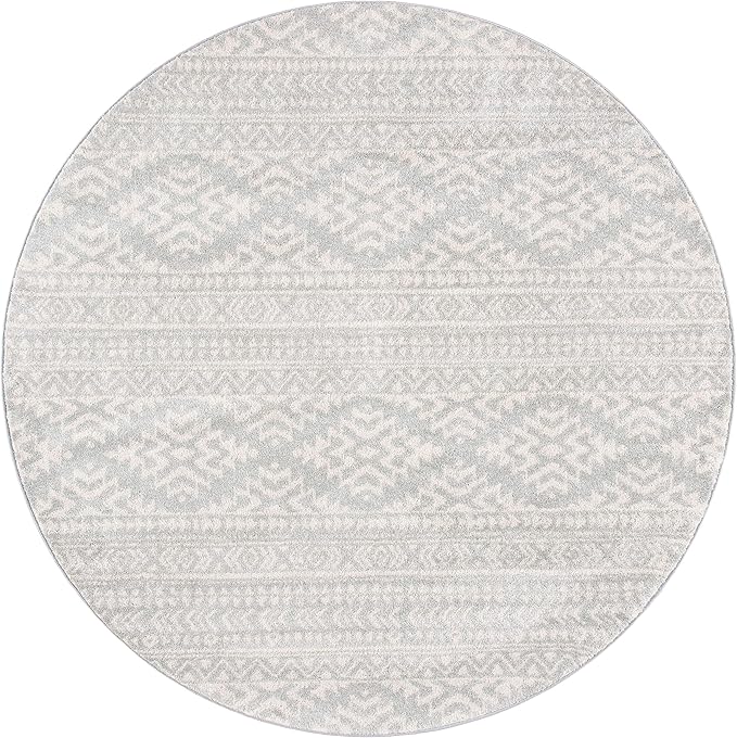 SAFAVIEH Tulum Collection Area Rug - 11' Round, Light Grey & Ivory, Moroccan Boho Tribal Design, Non-Shedding & Easy to Clean, Ideal for Living Room, Bedroom, Dining Space (TUL272F)