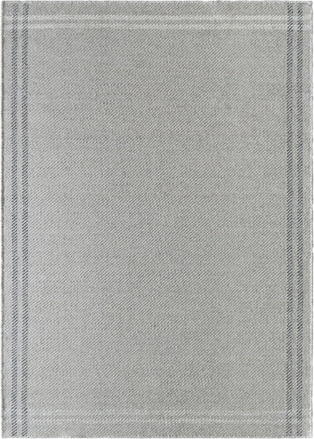 Mark&Day Wool Rugs, 2x3 Janmichael Solid and Border Gray/Black Area Rug, Grey Ivory Black Carpet for Living Room, Bedroom or Kitchen (2' x 3')