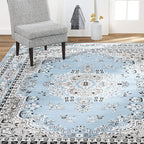 Home Dynamix Premium Sakarya Traditional Medallion Border Area Rug, Blue, 7'8"x10'7" Rectangle