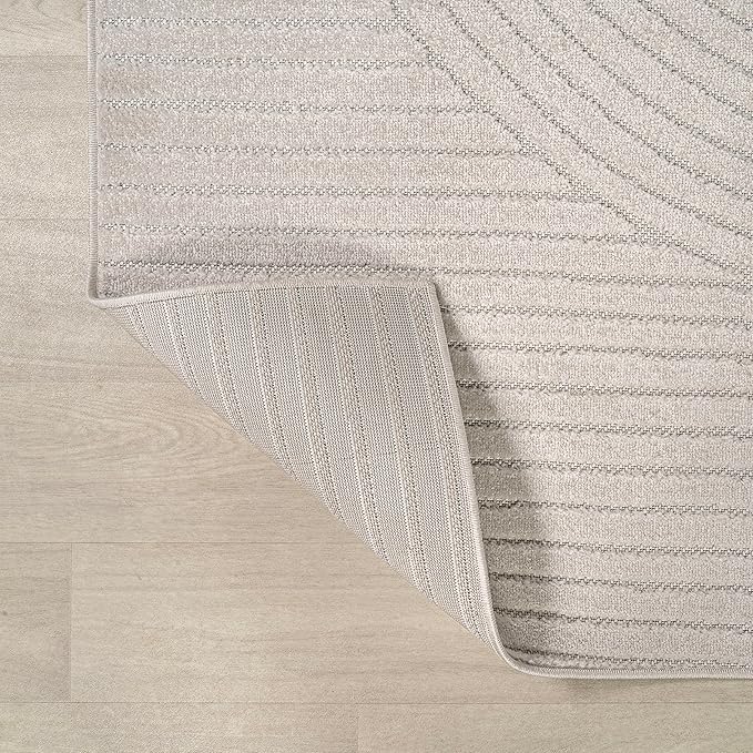 JONATHAN Y Hallie High-Low Curve Ivory/Cream 7' Round Indoor/Outdoor Area Rug, Minimalist, Pet Friendly, Non-Shedding, Stain Resistant, Hose-Washable for Backyard, Patio, Porch (SCN100B-7R)