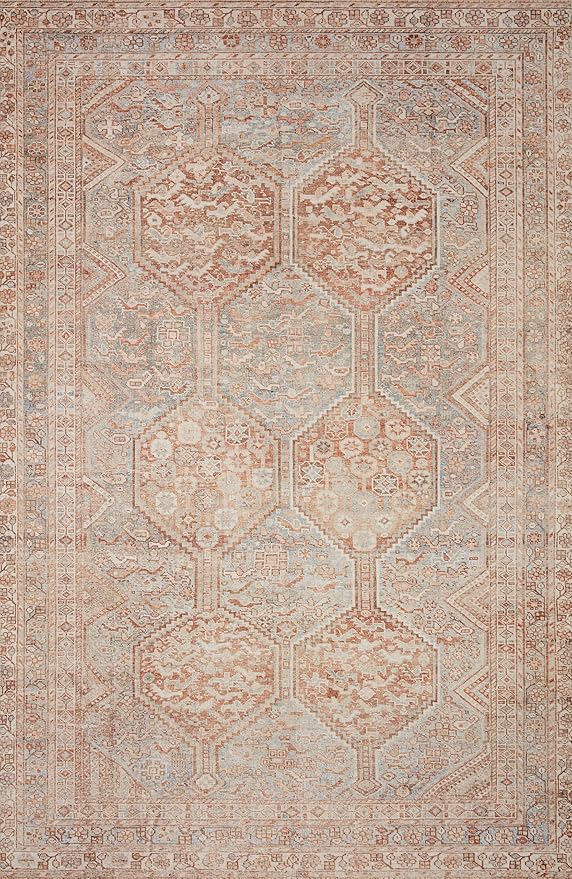Loloi Chris Loves Julia Jules Collection JUL-04 Tangerine/Mist 2'-6'' x 9'-6'', .13" Pile Height, Runner Rug