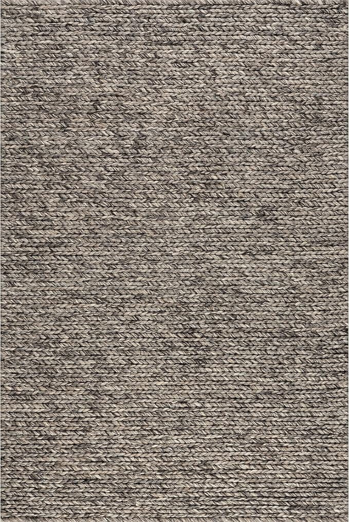 Nuloom Penelope Grey/Brown, 5' x 8', Hand-Braided, Wool & Cotton, Soft and Textured, High Traffic, Stain Resistant, Easy Clean, Durable Area Rug for Bedroom, Living Room, Dining, Foyer, Entryway