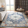 SAFAVIEH Monaco Collection X-Large Area Rug - 11' x 15', Navy & Light Blue, Medallion Distressed Design, Non-Shedding & Easy Care, Ideal for High Traffic Areas in Living Room, Bedroom (MNC243N)
