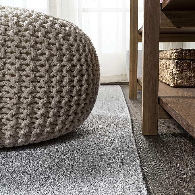 Eyely UES100K-28 Supersoft Haze Solid Low-Pile Indoor Runner Rug Casual;Contemporary;Solid;Traditional, Bedroom, Kitchen, Living Room, Easy-Cleaning, Non-Shedding, 2 X 8, Light Gray