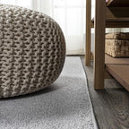 Eyely UES100K-28 Supersoft Haze Solid Low-Pile Indoor Runner Rug Casual;Contemporary;Solid;Traditional, Bedroom, Kitchen, Living Room, Easy-Cleaning, Non-Shedding, 2 X 8, Light Gray
