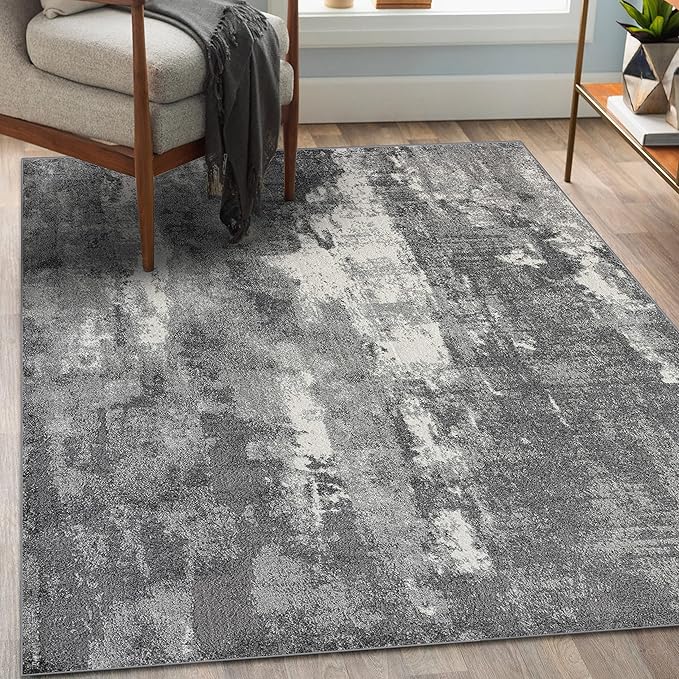 LUXE WEAVERS Euston Collection 7681 Dark Grey 5x7 Modern Abstract Area Rug