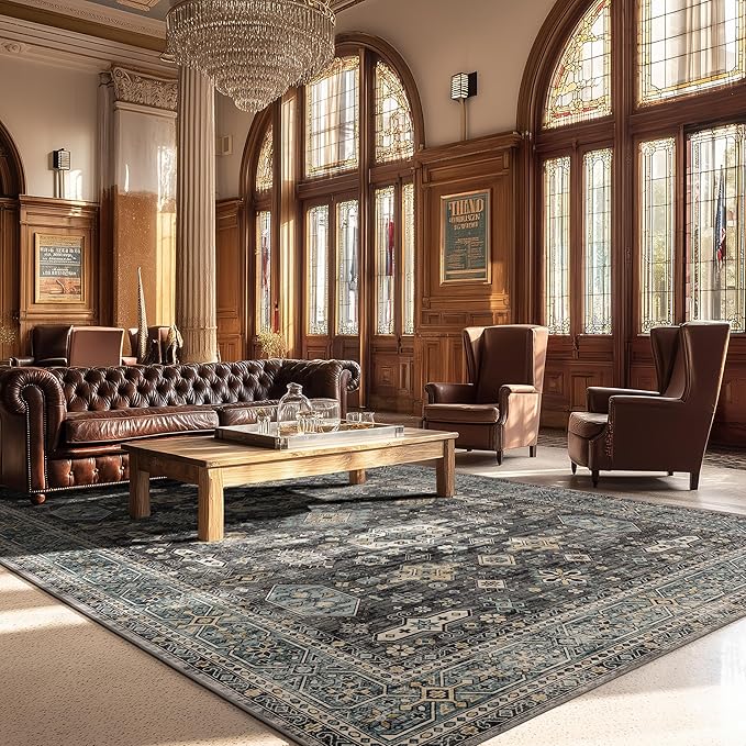 Area Rug Non Slip Machine Washable Ultra Soft Living Room/Bedroom/Kitchen/Outdoor/Classroom Silver, 8'×10'