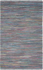 SAFAVIEH Rag Rug Collection Area Rug - 6' x 9', Aqua & Multi, Handmade Boho Stripe Cotton, Ideal for High Traffic Areas in Living Room, Bedroom (RAR121K)