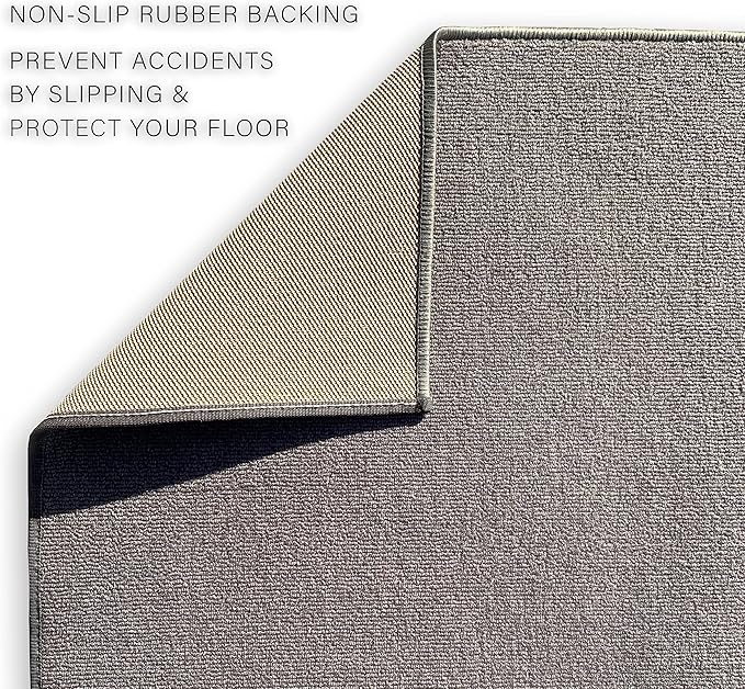 Custom Made Runner Rug Low Pile with Rubber Backing for Kitchen Foyer Hallway Entry Choose Your Length Size 31 Inch Wide Solid and Plain Grey Color (2 feet x 31 Inch)