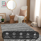 RUGSURE Washable Area Rugs 9' x 12' - 1/6 Thick - Moroccan-Inspired -Stain & Water Resistant Non-Slip - Resistant Rug for Living Room, Bedroom, Nursery, Pet & Child Friendly (Black)