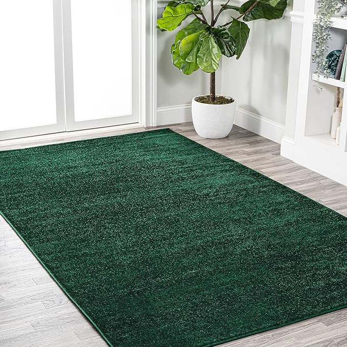Eyely UES100L-9 Supersoft Haze Solid Low-Pile Indoor Area Rug Casual;Contemporary;Solid;Traditional, Bedroom, Kitchen, Living Room, Easy-Cleaning, Non-Shedding, 9 X 12, Emerald
