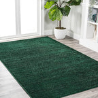 Eyely UES100L-4 Supersoft Haze Solid Low-Pile Indoor Area Rug Casual;Contemporary;Solid;Traditional, Bedroom, Kitchen, Living Room, Easy-Cleaning, Non-Shedding, 4 X 6, Emerald