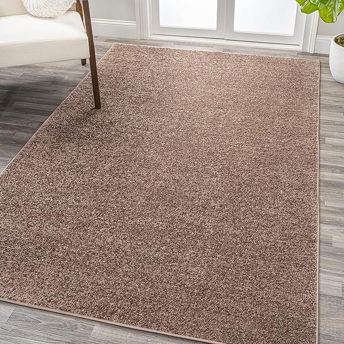Eyely UES100J-6 Supersoft Haze Solid Low-Pile Indoor Area Rug, Coastal, Bohemian, Minimalist, Classic, Casual for Bedroom,Kitchen,Living Room,Non Shedding,Easy-Washing, Brown, 6 X 9