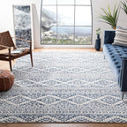 SAFAVIEH Area Rug 10x13 - Tulum Collection - Large - Ivory & Navy, Moroccan Boho Tribal Design, Non-Shedding & Easy to Clean, Ideal for Living Room, Bedroom, Dining Space (TUL272D)