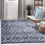 SAFAVIEH Adirondack Collection Area Rug - 5'1" x 7'6", Navy & Ivory, Modern Diamond Distressed Design, Non-Shedding & Easy Care, Ideal for High Traffic Areas in Living Room, Bedroom (ADR131N)