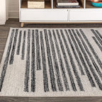JONATHAN Y Khalil Modern Berber Stripe Cream/Black Indoor Area Rug, 12x15, Contemporary, Bohemian, Easy-Cleaning for Living Room, Bedroom, Kitchen, Pet Friendly, Non-Shedding (MOH207A-15)