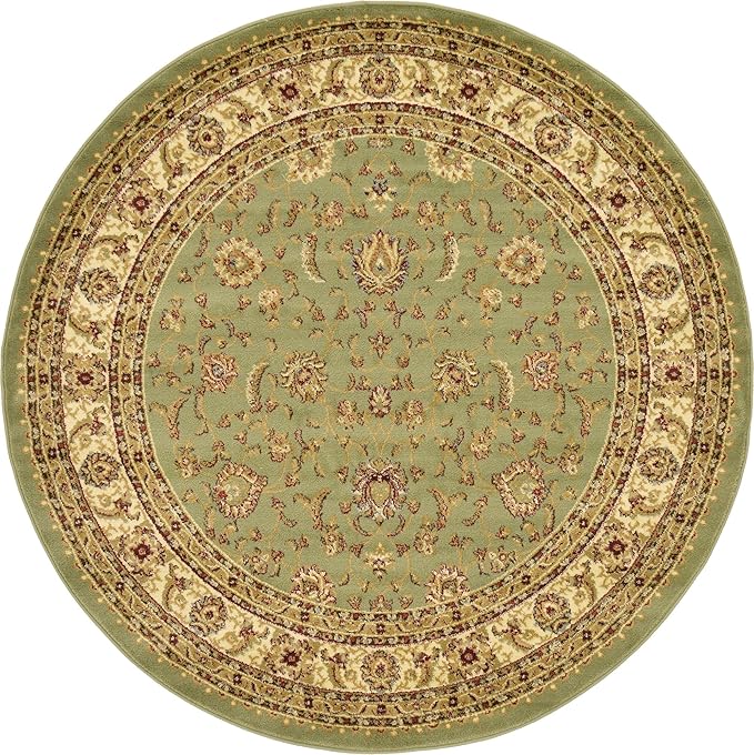 Unique Loom Voyage Collection Traditional Oriental Classic Intricate Design Area Rug (6' 0 x 6' 0 Round, Green/Ivory)