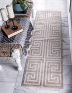 Unique Loom Athens Collection Classic Geometric Modern Border Design Area Rug (2' 7 x 10' 0 Runner, Gray/ Beige)