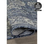 FH Home Outdoor Area Rug - Waterproof Easy to Clean Stain Resistant - Patio Indoor Outdoor Porch Deck Balcony Entryway - Vintage Distressed - Gorgan - Blue - 7ft 8in x 9ft 8in