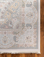 Unique Loom Narenj Collection Classic Traditional Medallion Textured Design Area Rug, 10 x 13 ft, Ivory/Tan