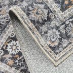 HUGEAR 4x6 Machine Washable Rugs Black Grey Hallway Area Rug Indoor Accent Rug Floral Low Pile Carpet Soft Throw Rug Bedroom Living Room Office Dining Room Kitchen Laundry Room Non Slip
