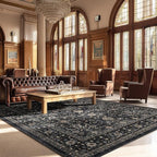 Area Rug Non Slip Machine Washable Ultra Soft Living Room/Bedroom/Kitchen/Outdoor/Classroom Black Grey, 8'×10'