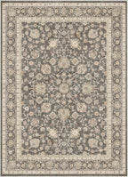 Well Woven Asha Rome Charcoal Brown 5'3" x 7'3" Area Rug - Oriental Floral Pattern, Easy Clean, Floor-Friendly Backing - for Living Room, Bedroom, and Dining Room