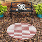 Unique Loom Outdoor Collection Classic Stripes, Transitional Indoor & Outdoor Area Rug, Rectangular 4' 0" x 4' 0", Red/Ivory