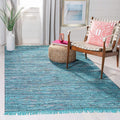 SAFAVIEH Rag Rug Collection Accent Rug - 2'3" x 5', Blue & Multi, Handmade Boho Stripe Cotton, Ideal for High Traffic Areas in Entryway, Living Room, Bedroom (RAR121B)