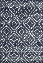 SAFAVIEH Adirondack Collection Area Rug - 5'1" x 7'6", Navy & Ivory, Modern Diamond Distressed Design, Non-Shedding & Easy Care, Ideal for High Traffic Areas in Living Room, Bedroom (ADR131N)