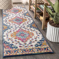 JONATHAN Y Boho Vintage Blue/Multi Runner Rug, 2x16, Bohemian Flair Medallion, Floral Easy-Cleaning High Traffic for Living Room, Bedroom, Kitchen, Pet-Friendly, Non Shedding (BMF106A-216)