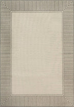 Nuloom Asha Light Grey/Ivory, 9'6" x 12', Casual, Striped Border, Soft and Cozy, High Traffic, Stain Resistant, Easy Clean, Durable Area Rug for Indoor/Outdoor Patio, Deck, Porch, Garden, Courtyard
