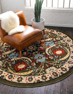Unique Loom Espahan Collection Area Rug - Cape Cod (7' 10" Round, Green/ Black)