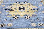 Unique Loom Taftan Collection Border Geometric Tribal Inspired Design Area Rug, 8 ft, Light Blue/Gold