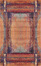 Unique Loom Estrella Collection Rustic, Distressed, Modern, Abstract Area Rug (5' 0 x 8' 0 Rectangular, Orange/Black)