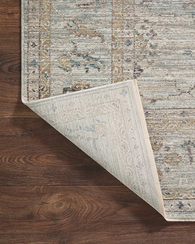 Loloi Magnolia Home by Joanna Gaines Millie Collection MIE-02 Sky/Gold 2'-7" x 12'-0", .25" Pile Height, Runner Rug