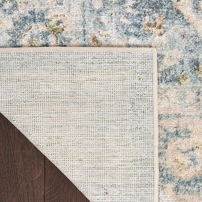 Nourison Home Astra Machine Washable Teal Beige 2' x 6' Area Rug Easy Clean, Non Shedding, Bed Room, Living Room, Dining Room, Kitchen (6' Runner)
