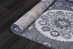 CAMILSON Indoor Outdoor Rug 9x12 Bohemian Medallion Floral Area Rugs for Indoor and Outdoor Patios Easy-Cleaning Non-Shedding Living Room Garden and Kitchen Washable Outside Carpet (9 x 12 / Navy)