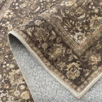 HUGEAR 2x8 Runner Rug Machine Washable Brown Hallway Area Rug Indoor Accent Rugs Floral Low Pile Carpet Soft Throw Rugs Bedroom Living Room Office Dining Kitchen Laundry Non Slip