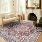 Washable Area Rug. Modern Farmhouse. Vintage. Turkish. Bohemian. Distressed. Oriental. Traditional. Rugs for Living Room. Dining. Bedroom. Office. Entryway. Foyer. (857RB, 2'5" x 4'9")