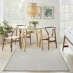 Nourison Home Courtyard Ivory Charcoal 5' x 7' Area Rug - Easy Clean, Non Shedding, Bed Room, Living Room, Dining Room, Kitchen (5' x 7')