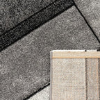 Paco Home Area Rug Modern Geometric Pattern in Grey White, Size: 2' x 3'7"