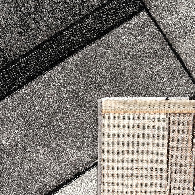 Paco Home Area Rug Modern Geometric Pattern in Grey White, Size: 6'7" x 9'6"