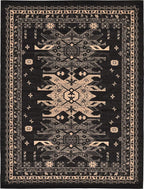 Unique Loom Taftan Collection Border Geometric Tribal Inspired Design Area Rug (9' 0 x 12' 0 Rectangular, Black/ Gray)