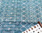 Unique Loom Outdoor Trellis Collection Area Rug - Tribal Trellis (7' 1" x 10' Rectangle, Teal/ Ivory)