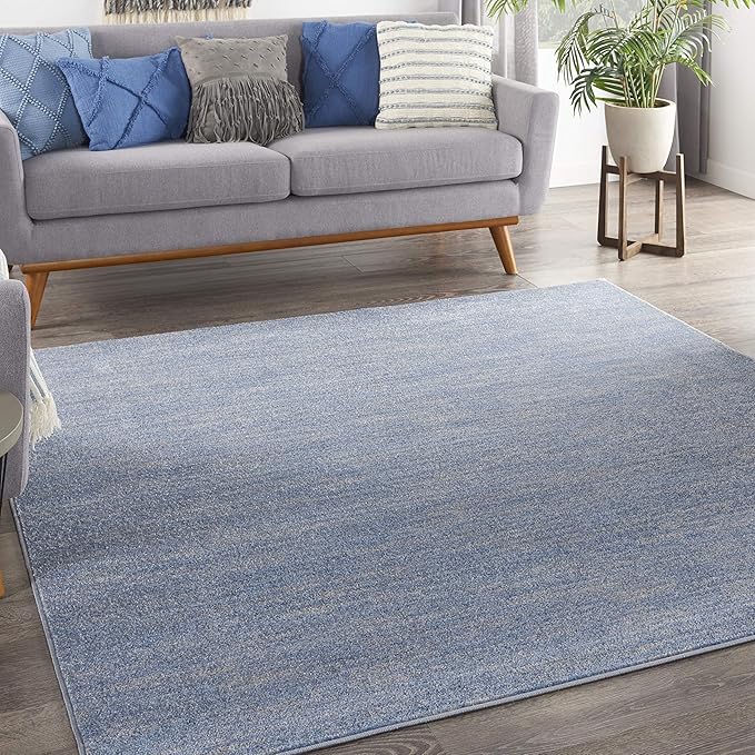 Nourison Home Nourison Essentials Blue Grey 7' x Square Area Rug - Easy Clean, Non Shedding, Bed Room, Living Room, Dining Room, Kitchen (7' x Square)